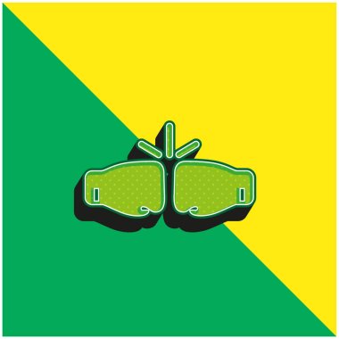 Kutu Eldiveni Yeşil ve Sarı 3D vektör simgesi logosu