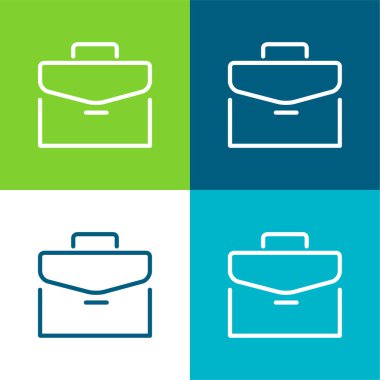 Evrak çantası Düz 4 renk minimal simgesi seti