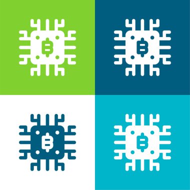 Bitcoin Düz 4 renk minimal simge kümesi