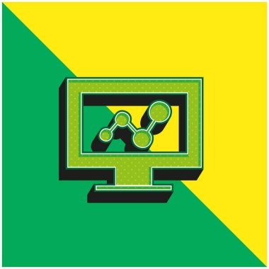 Analiz Çizelgesi Bir Monitör Yeşil ve Sarı 3D vektör simgesi üzerinde