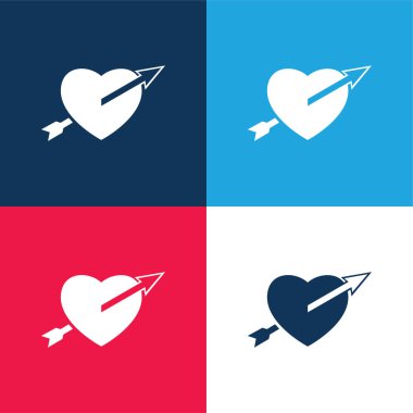 Arrow Straight To The Heart blue and red four color minimal icon set clipart