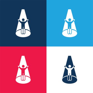 Abducted Man blue and red four color minimal icon set clipart