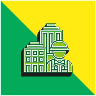 Architecture Green and yellow modern 3d vector icon logo clipart