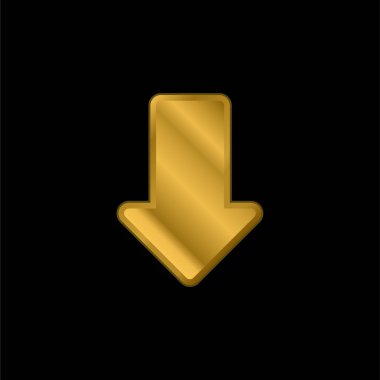 Arrow Pointing To Down gold plated metalic icon or logo vector clipart
