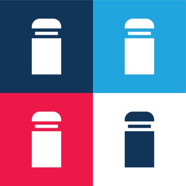 Bollard blue and red four color minimal icon set clipart