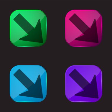 Ok Gösterimi Dört renkli cam simge aşağı