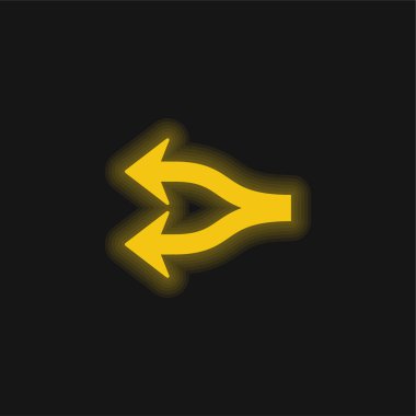 Ok Çatalı sarı parlak neon simgesi