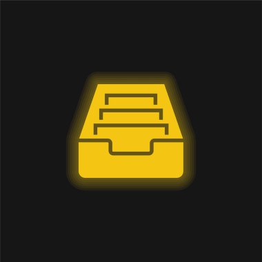 Archive yellow glowing neon icon clipart