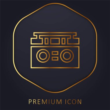 Altın çizgili boombox logosu veya simgesi