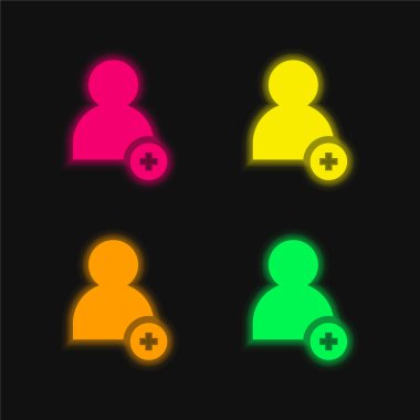 Add Friend four color glowing neon vector icon clipart