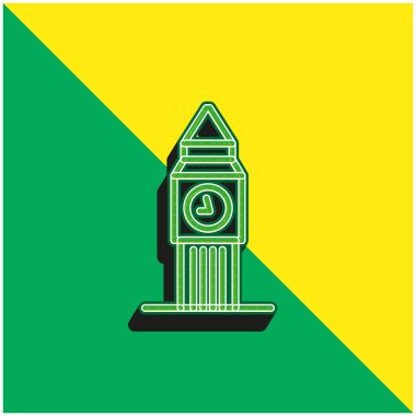 Büyük Ben Green ve sarı modern 3d vektör simgesi logosu