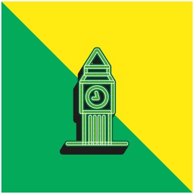 Big Ben Green and yellow modern 3d vector icon logo clipart