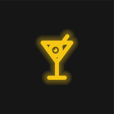 İçecekler sarı parlayan neon simgesi