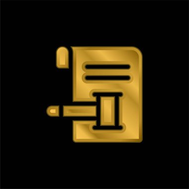Açık arttırma altın kaplamalı metalik simge veya logo vektörü