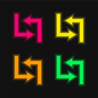Dört renkli parlayan neon vektör simgesi
