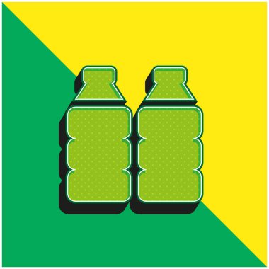 Şişe Yeşil ve Sarı Modern 3D vektör simgesi logosu