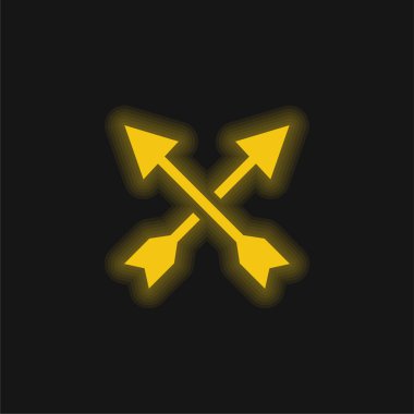 Sarı oklar parlayan neon simgesi