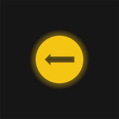 Çemberde Sola Doğru Gösteren Ok Sarı Parlayan Neon simgesi
