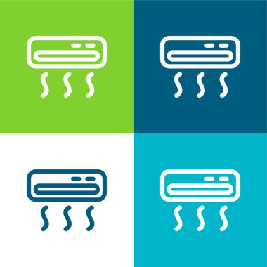 Air Conditioner Flat four color minimal icon set clipart