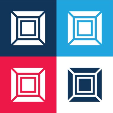 Sanat mavisi ve kırmızı dört renk minimal simge seti