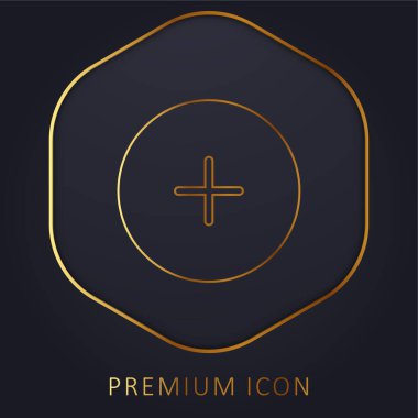 Add Round Button golden line premium logo or icon clipart