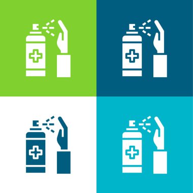 Alkol jeli Düz 4 renk minimal simgesi seti