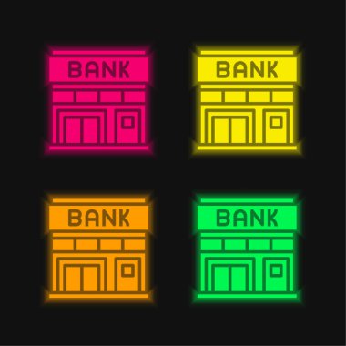 Dört renk parlayan neon vektör simgesini kaydet