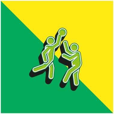 Basketbol Yeşil ve Sarı modern 3D vektör simgesi logosu