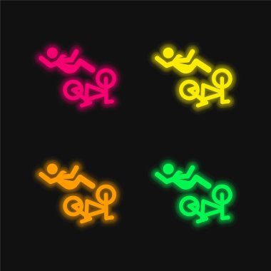 Parlayan dört renk neon vektör simgesi