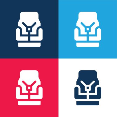 Bebek koltuğu mavi ve kırmızı dört renk minimal simge seti