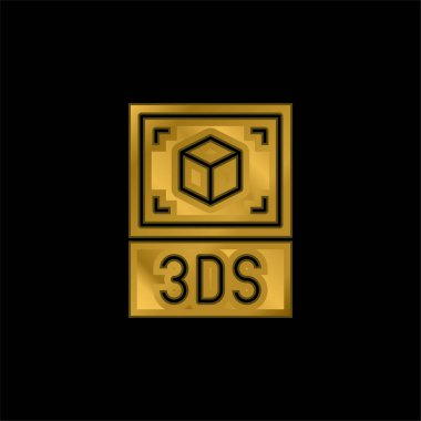 3ds altın kaplama metalik simge veya logo vektörü