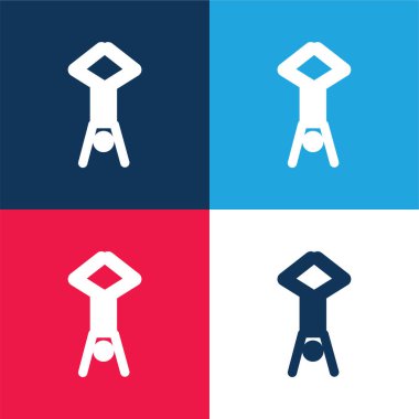 Akrobat Duruşu Baş Aşağı ve Bacaklar Yukarı Mavi ve Kırmızı Minimum Dört Renk Simgesi