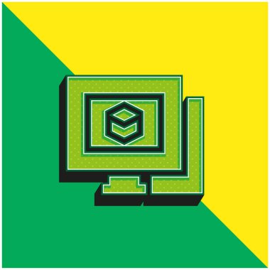 3d Modelleme Yeşil ve Sarı Modern 3D vektör simgesi logosu