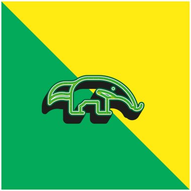 Karınca yiyen yeşil ve sarı modern 3d vektör simgesi logosu