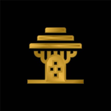 Baobab altın kaplama metalik simge veya logo vektörü