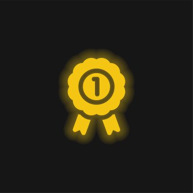 Rozet sarı parlak neon simgesi