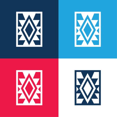 Meksika Mavisi ve Kırmızısı Sanatsal Halı Minimum simge kümesi