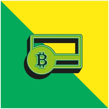 Bitcoin Kredi Kartı Yeşil ve Sarı 3D vektör simgesi logosu