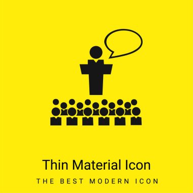 Big Group Of Small Students With Giant Professor In Front Of The Class Talking minimal bright yellow material icon clipart