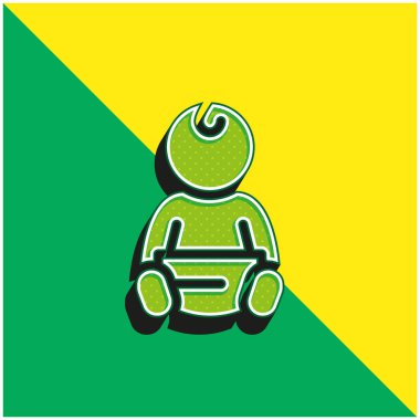 Bebek Yeşil ve Sarı Modern 3D vektör simgesi logosu