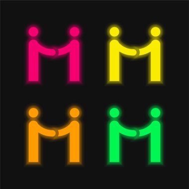 Anlaşma dört renk parlayan neon vektör simgesi