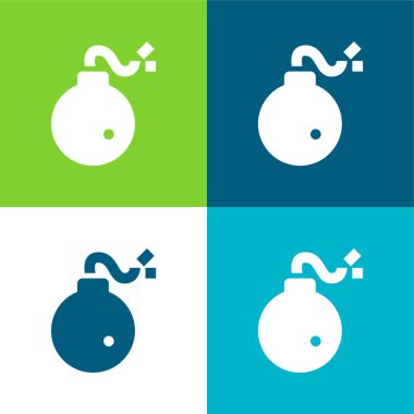 Bomba Düz 4 renk en küçük simge seti