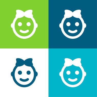 Bebek Kız Düz 4 renk simgesi seti