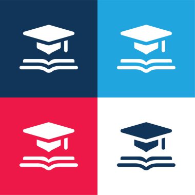 Akademik mavi ve kırmızı dört renk minimal simgesi