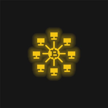 Bitcoinler sarı parlayan neon simgesi
