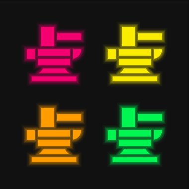 Anvil four color glowing neon vector icon clipart