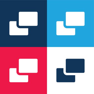 Arkaplan mavi ve kırmızı dört renk en düşük simge kümesi