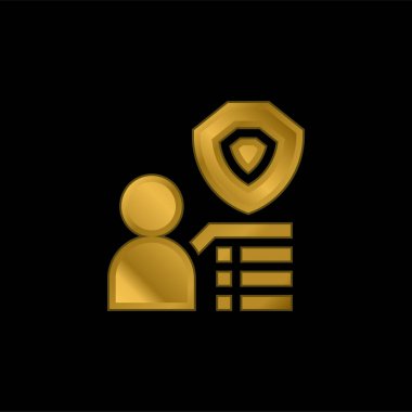 Altın kaplamalı metalik simge veya logo vektörü