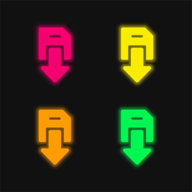 Parlayan dört renk neon vektör simgesini yedekle