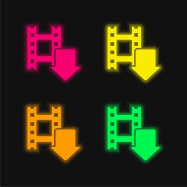 Dört renk parlayan neon vektör simgesi